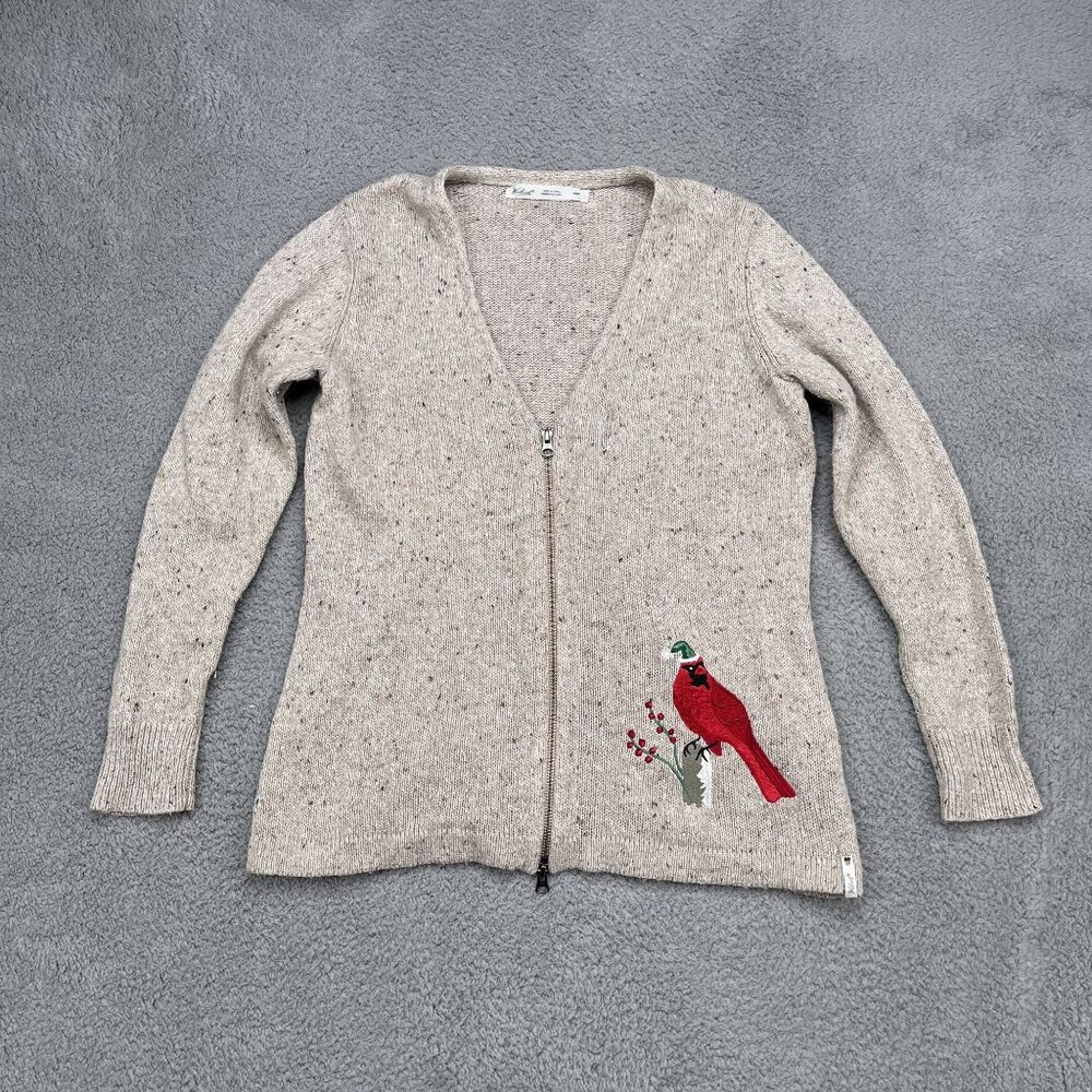 Woolrich Christmas Cardinal Wool Blend Zip‎ Up Cardigan Size Medium